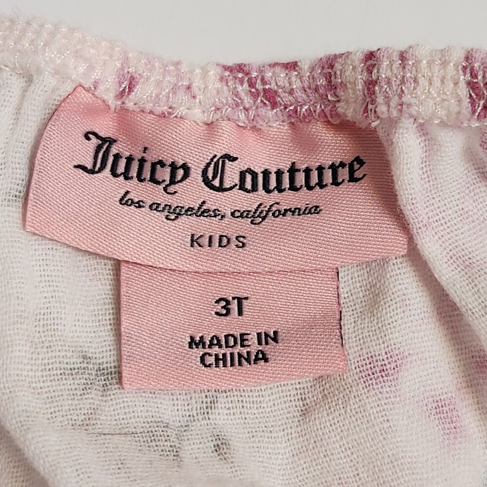 Juicy Couture Pink Rose Floral Cotton Gauze Tiered Dress Girls 3T Cottagecore - Picture 6 of 10